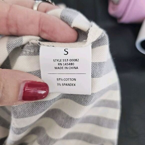 Mo:Vint Button Up Wrap Skirt White Blue Striped size Small Anthropologie 054 - Picture 4 of 6